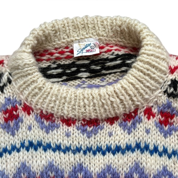 Vintage Signature imports, 100% wool handmade sweater size XL - Picture 7 of 11
